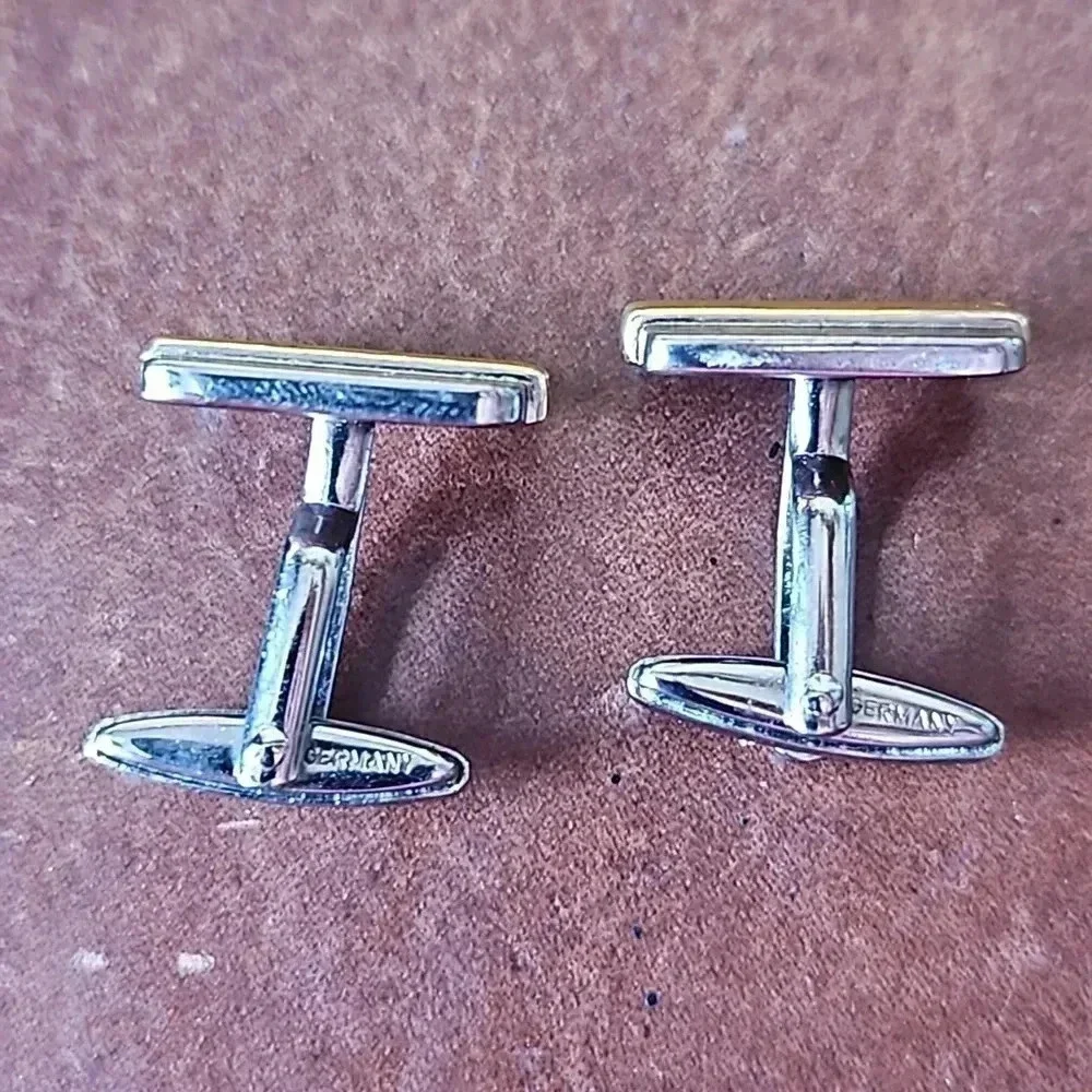 Christian Dior Gold and Silver Tone Cufflinks and Tie Bar set